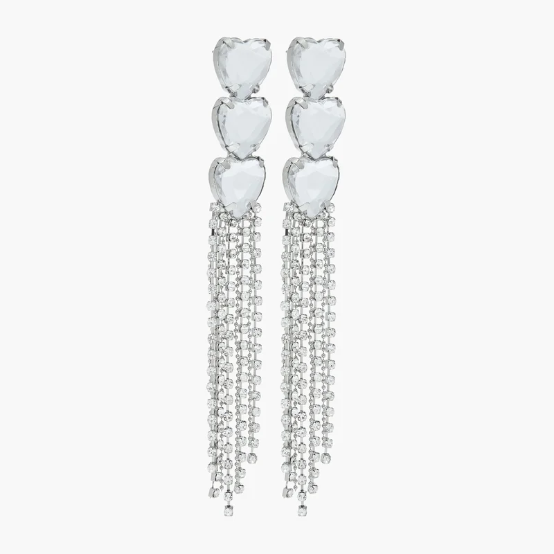 Lifestyle Silver Tone Heart Dangle Earrings for Women
